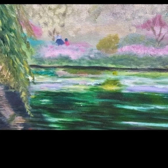 Vintage oil painting of a lily pond - Picture 11 of 11